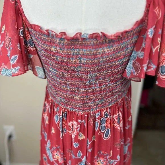 Sachin + Babi The‎ Kara Red floral Ruched Tiered Maxi Dress - Picture 8 of 14